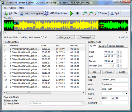 Screenshot vom Programm: Visual MP3 Splitter &amp; Joiner