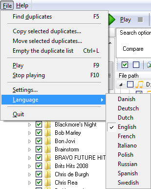 Music Duplicate Remover supports multiple languages