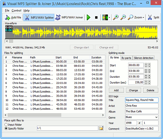 Opening CUE in Visual MP3 Splitter & Joiner