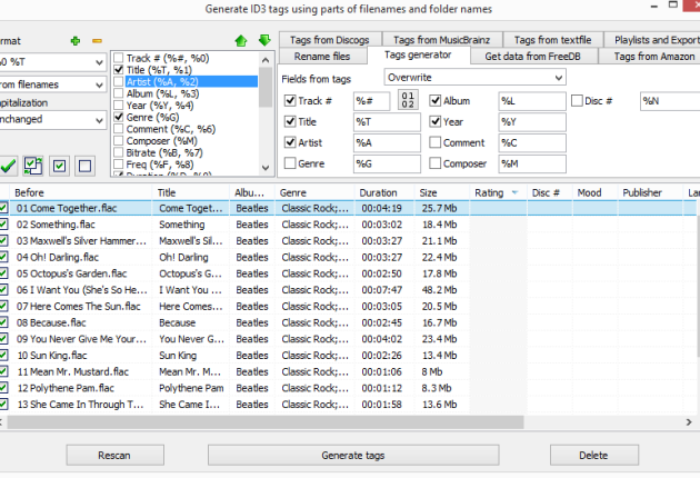 Generate tags from file and catalog names