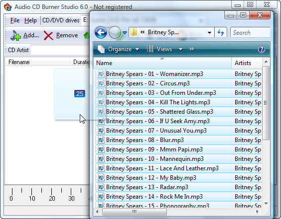 Drag&Drop MP3 from Windows Explorer