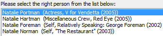 Select the right actress from the list