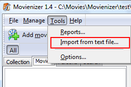 Start movie import tool
