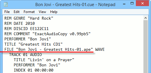 CUE in Notepad