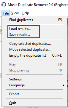 Save the list of duplicate files