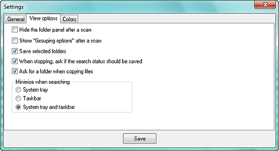 View settings of the duplicate cleaner